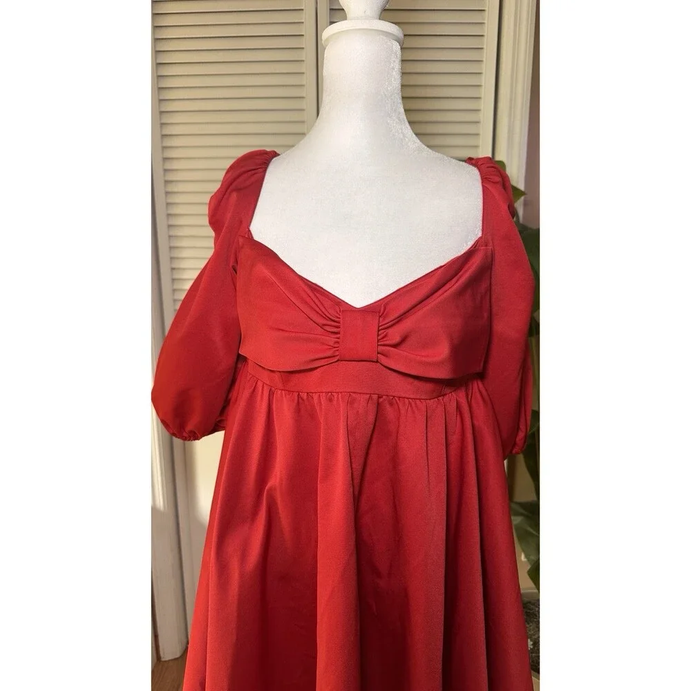 Kate Spade Bow Front Babydoll Mini Dress Women’s Puff Sleeve Fit & Flare Size 8